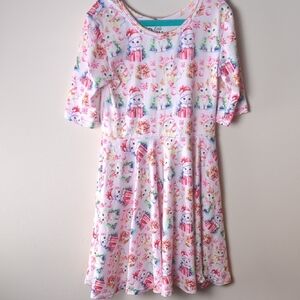 Little Dress Shoppe Girls Kitten & Present Print Dress
